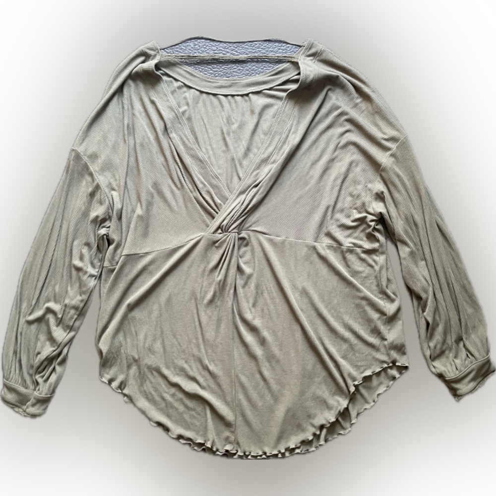 Free People Olive Green Long Sleeve Top